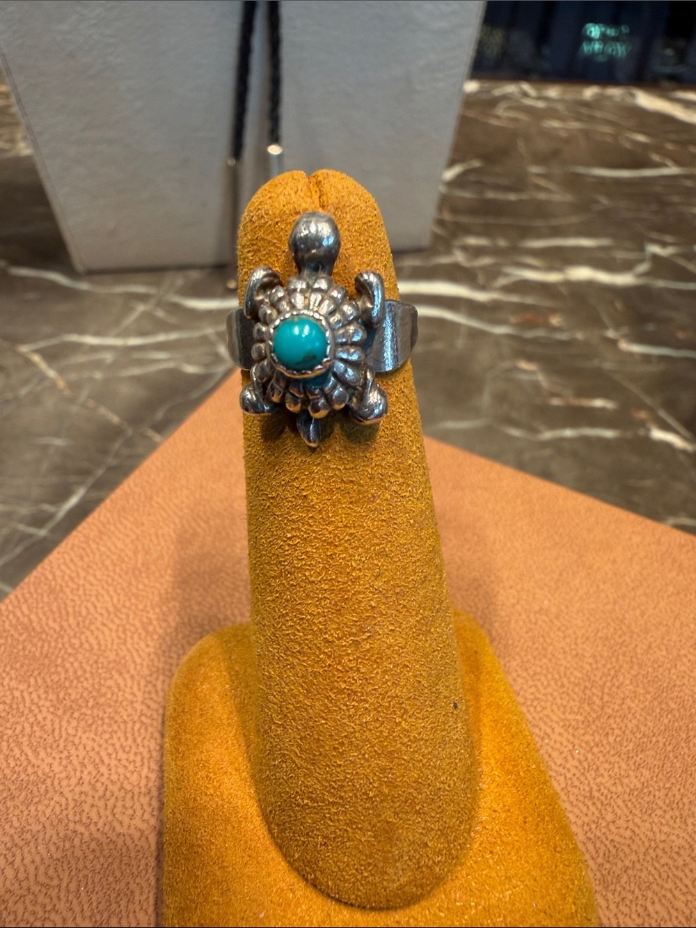 Teeny Turquoise Tortoise Ring, Size 2.75